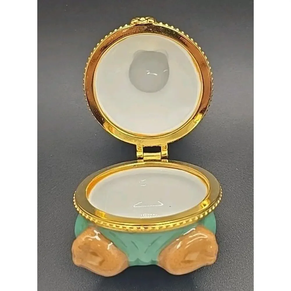 Vintage Noah’s Ark Boy Brown Teddy Bear Trinket Box Ceramic Porcelain 1996 PB24